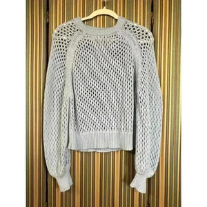 Stylish Light Blue Open Knit Sweater Casual Chic Layering Piece